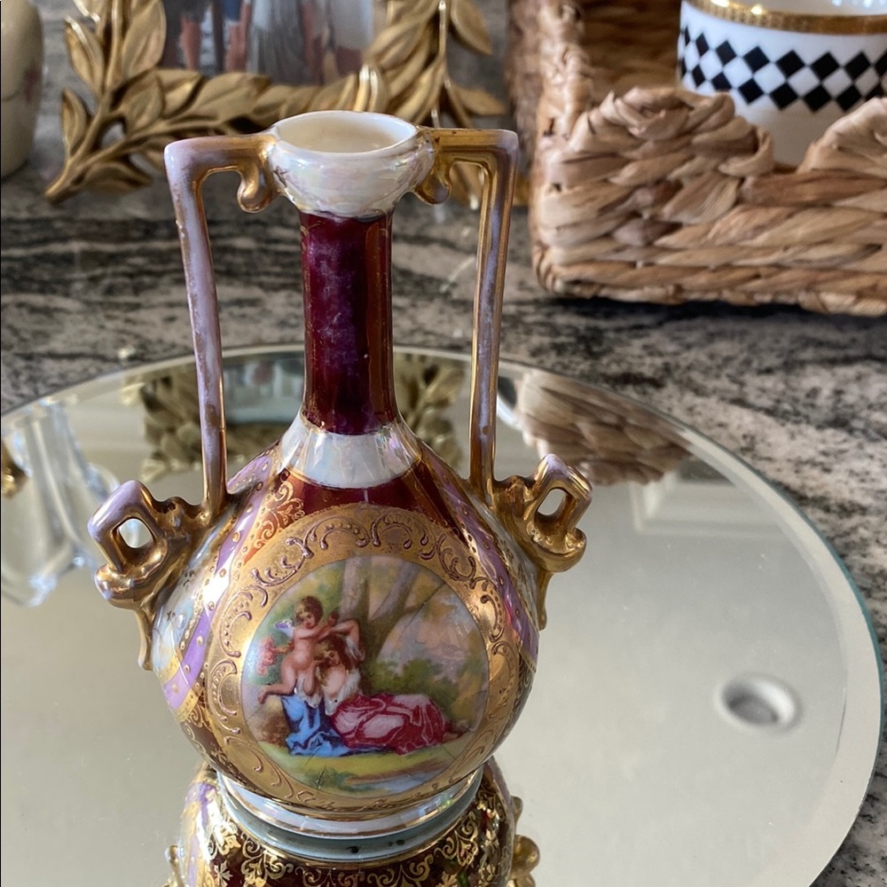 Antique 1890-1910 Royal Vienna Style Austria Porcelain Ewer Vase Beehive Mark!